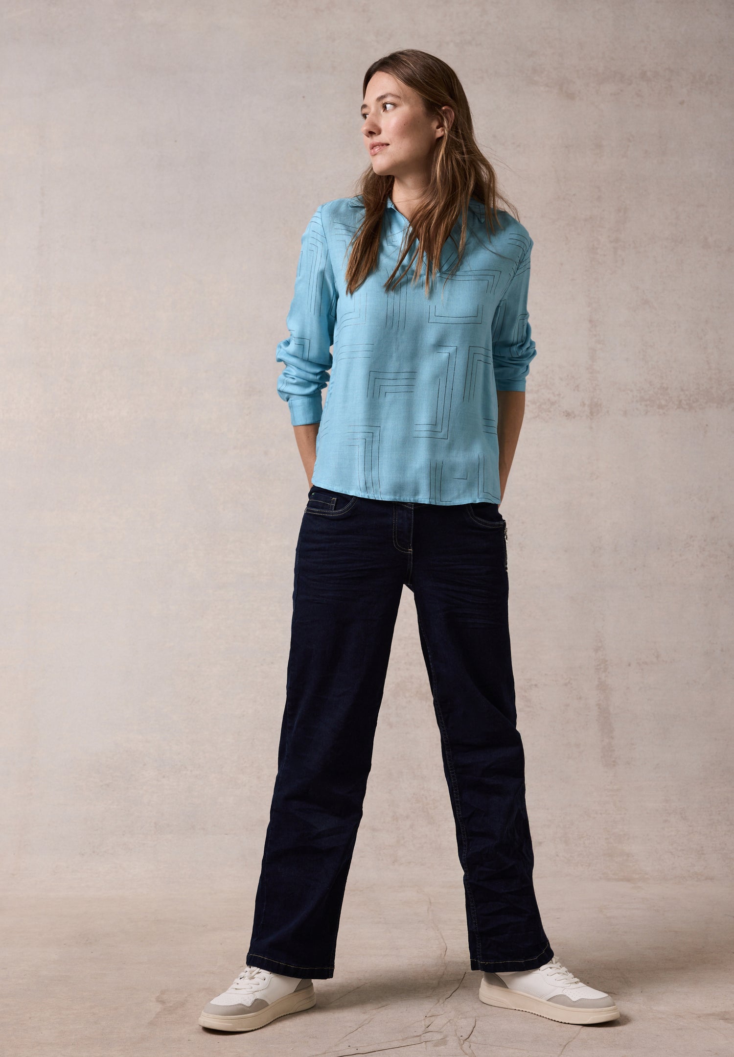 CECIL Bluse mit Folienprint Damen turquoise melange