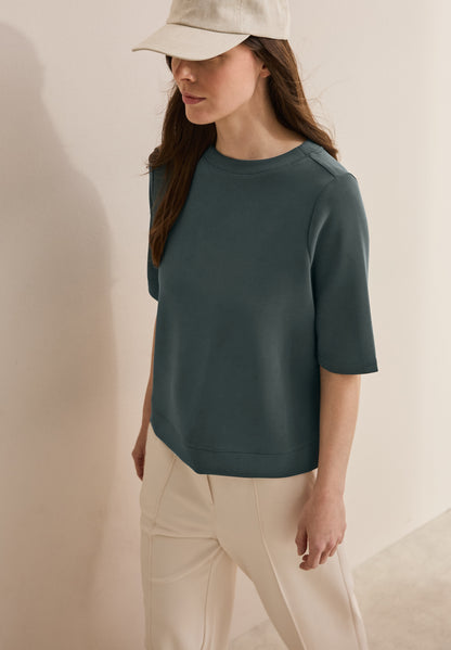 CECIL Kurzarm Sweatshirt Damen slate khaki