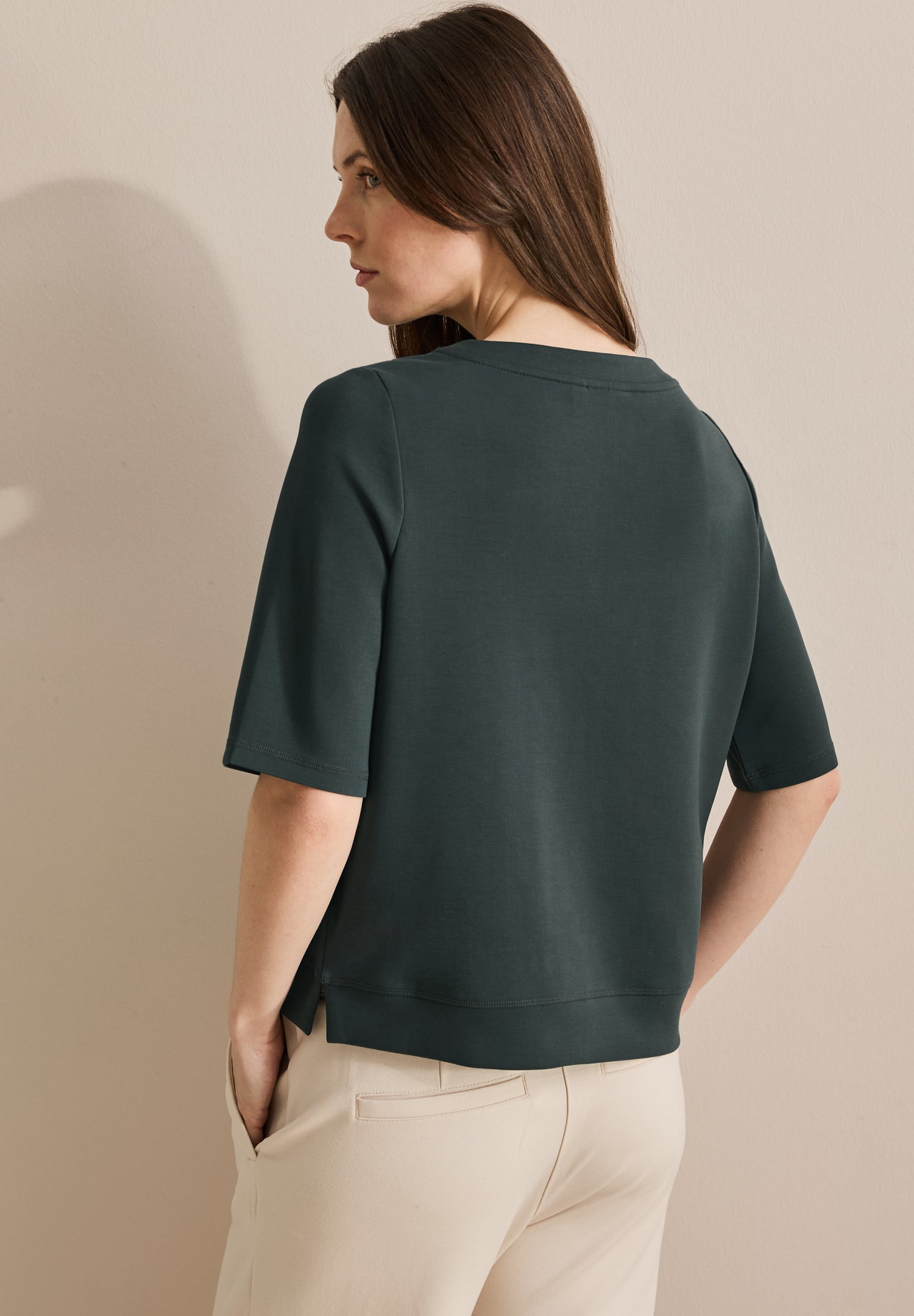 CECIL Kurzarm Sweatshirt Damen slate khaki