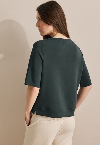 CECIL Kurzarm Sweatshirt Damen slate khaki