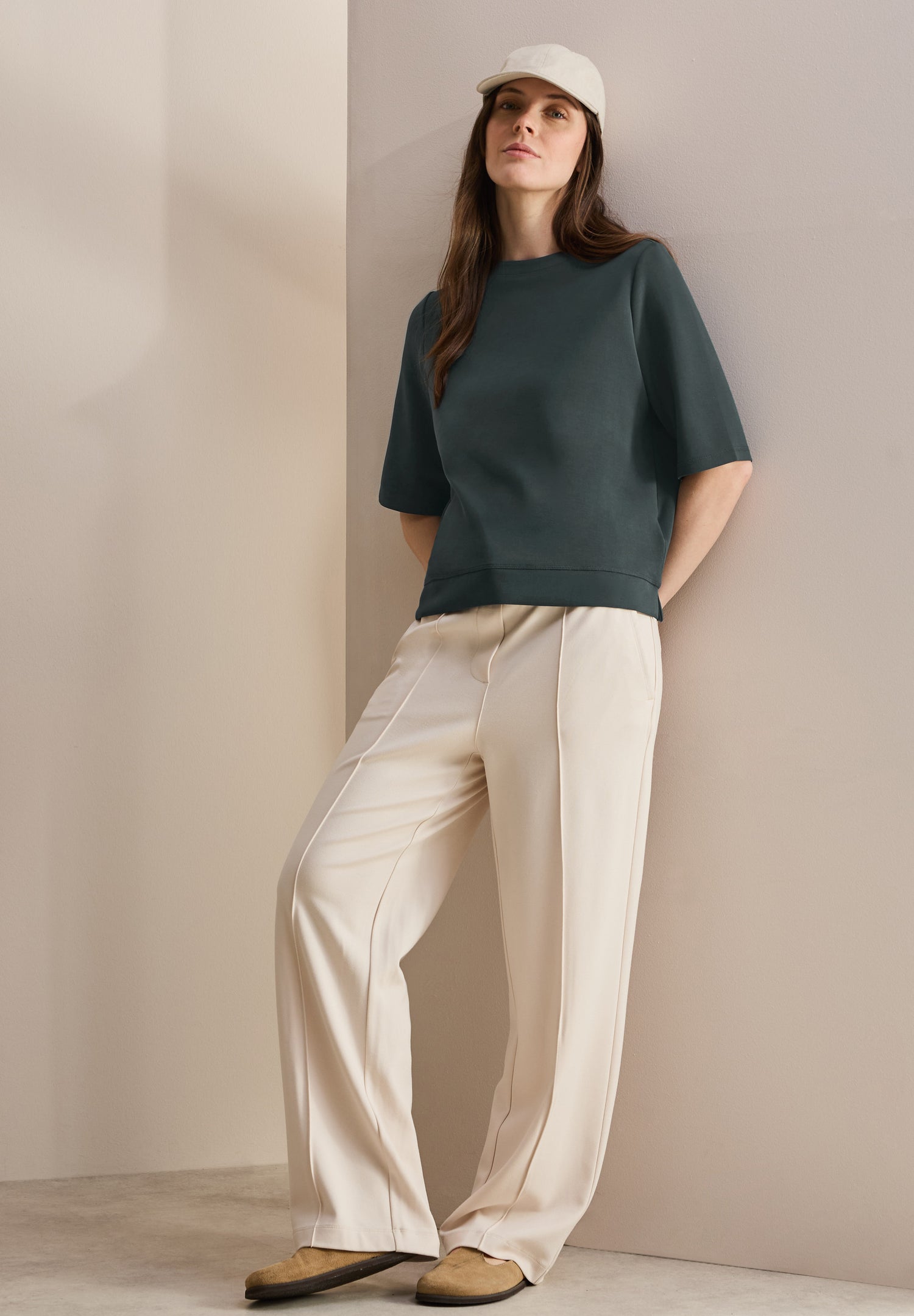 CECIL Kurzarm Sweatshirt Damen slate khaki
