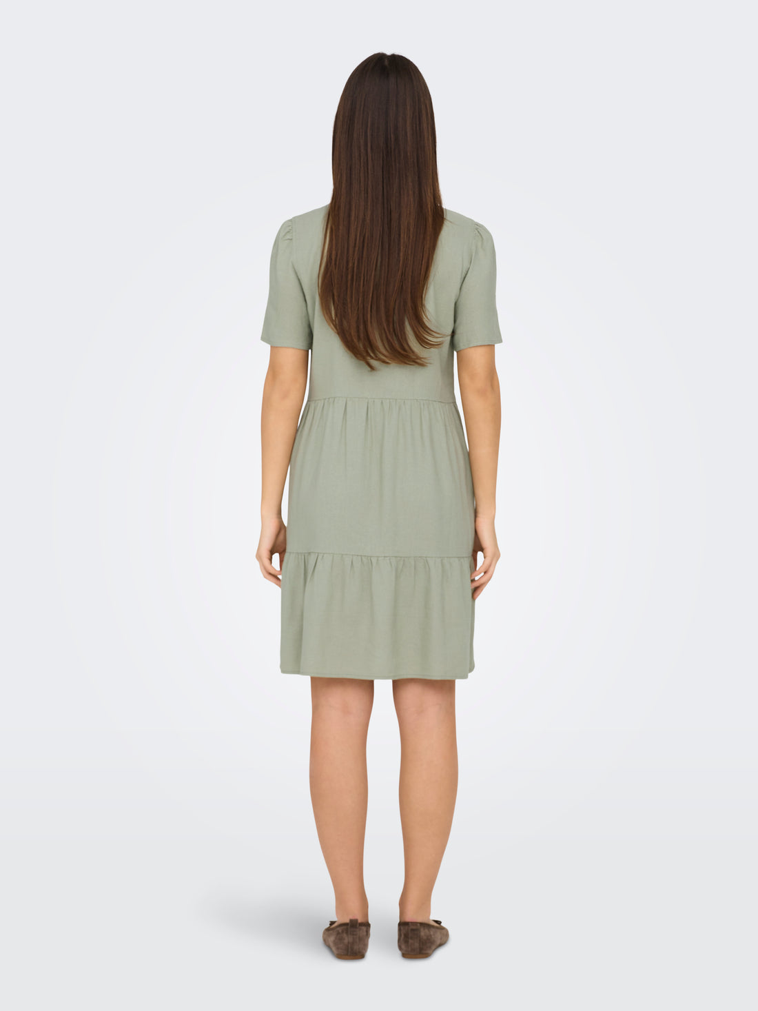 Bestseller Glockenförmiges Kleid für Damen mit V-Ausschnitt und Kurzarm