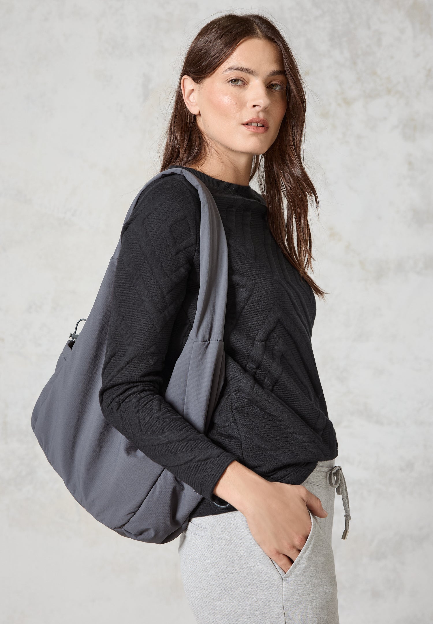 CECIL Langarmshirt Damen Strukturmuster U-Boot-Ausschnitt