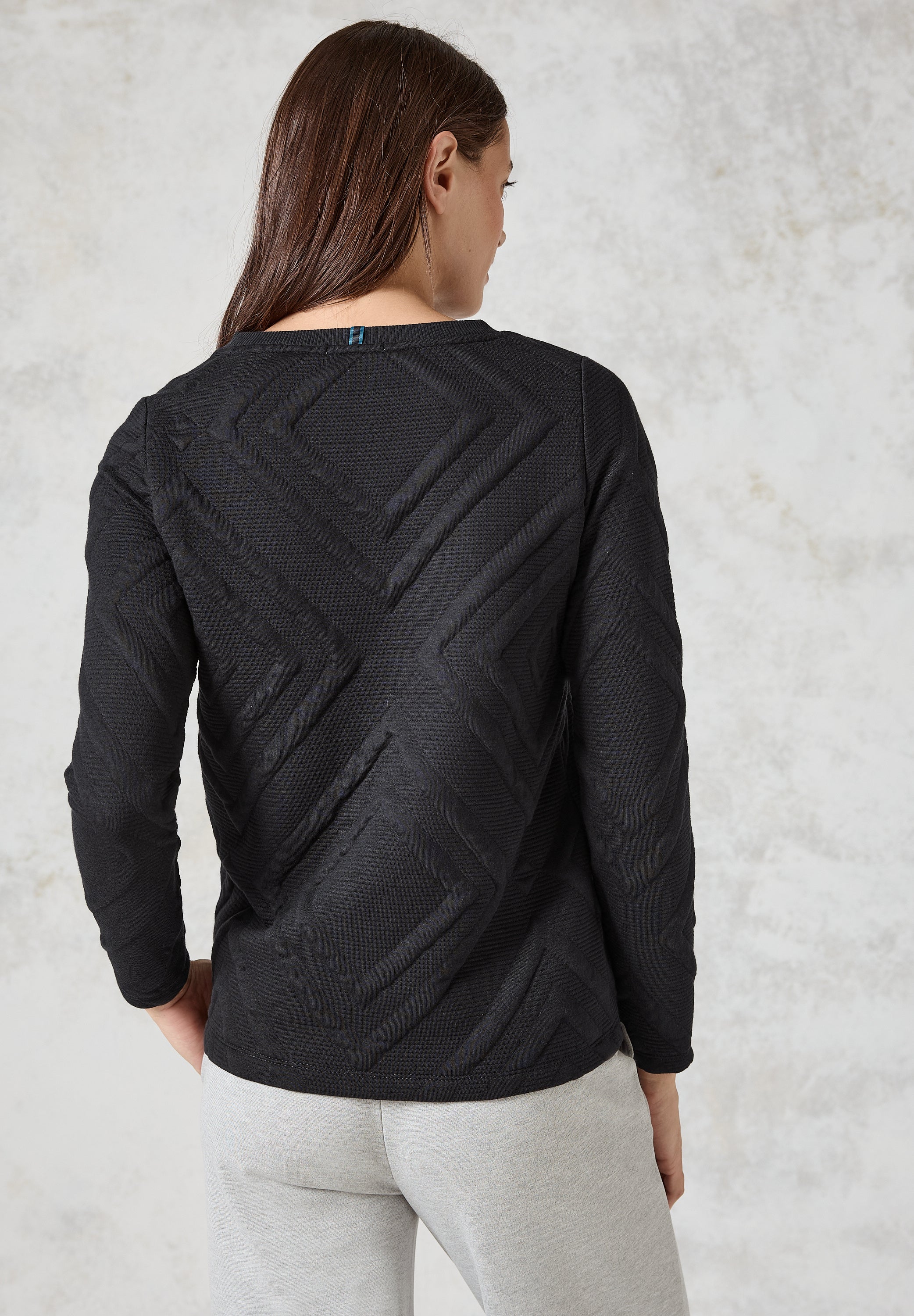 CECIL Langarmshirt Damen Strukturmuster U-Boot-Ausschnitt