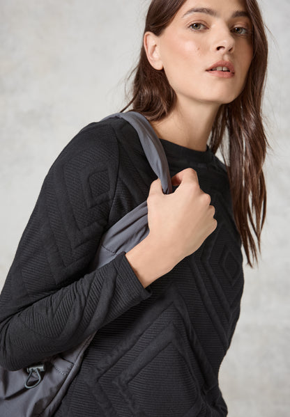 CECIL Langarmshirt Damen Strukturmuster U-Boot-Ausschnitt