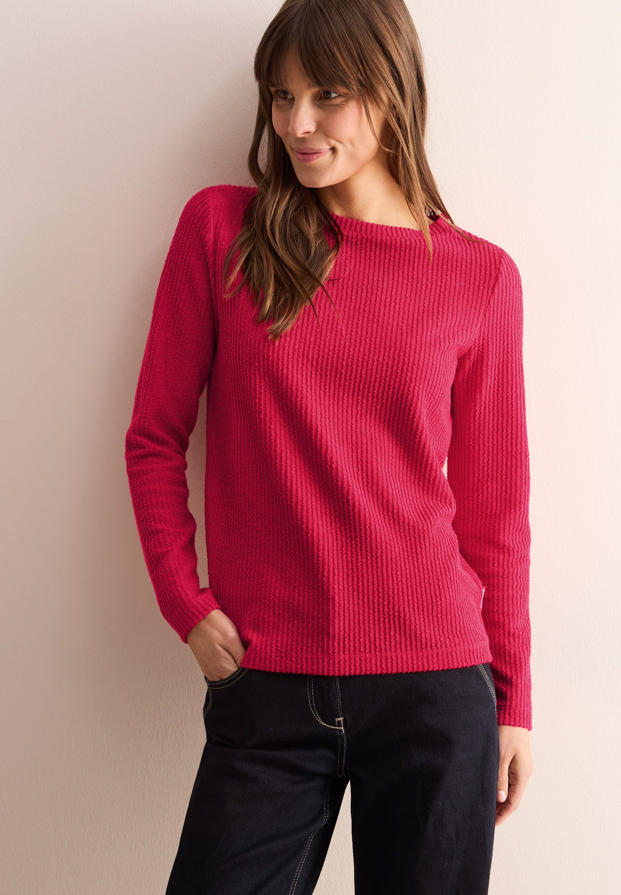 CECIL Strukturshirt Damen Softe Struktur Langarm