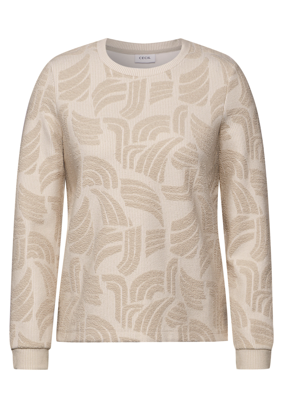 CECIL Jacquard Strukturshirt Damen Langarm Baumwollmix Stretch