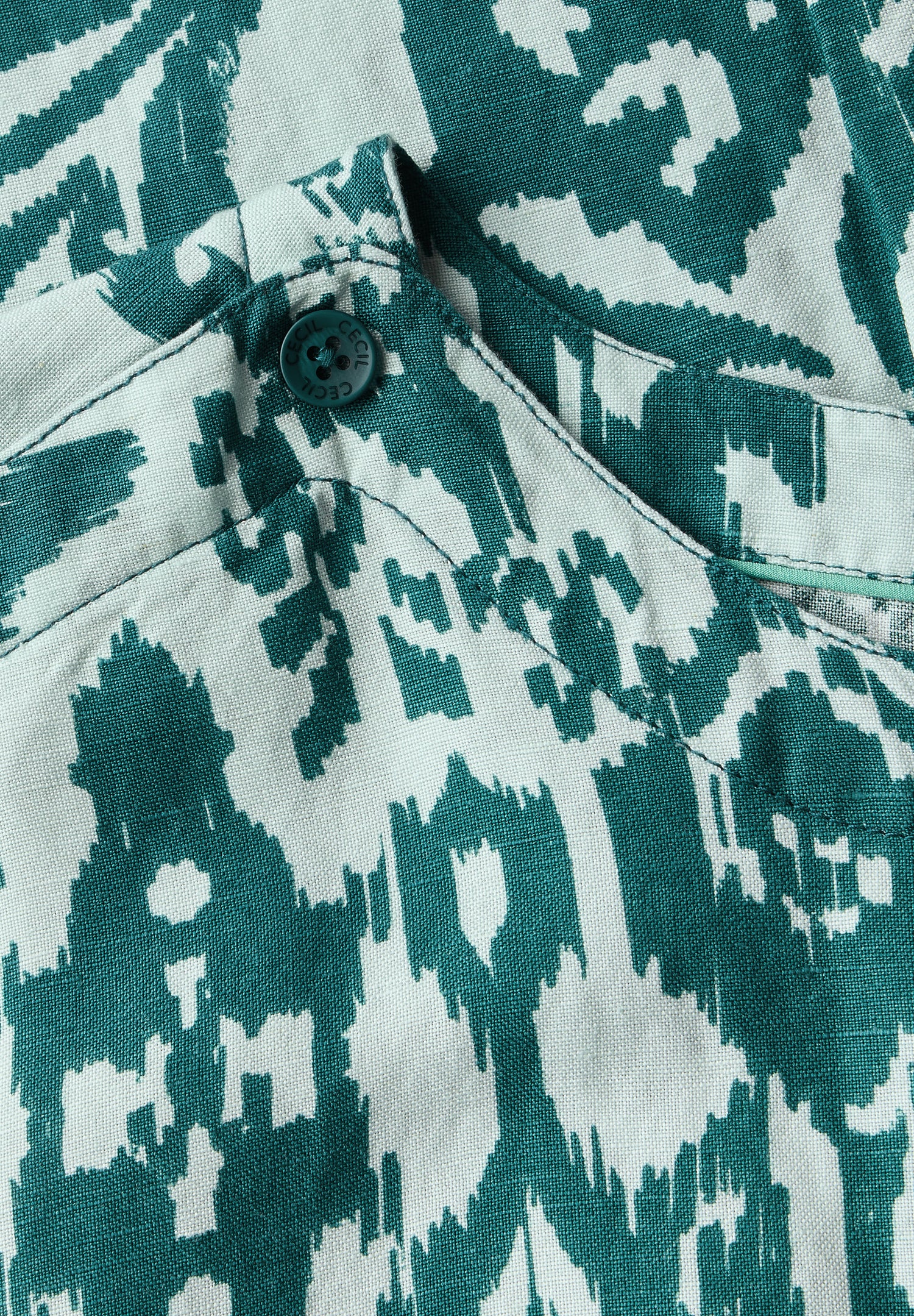 CECIL T-Shirt-Kleid Damen Grafisches Muster Leinenmix