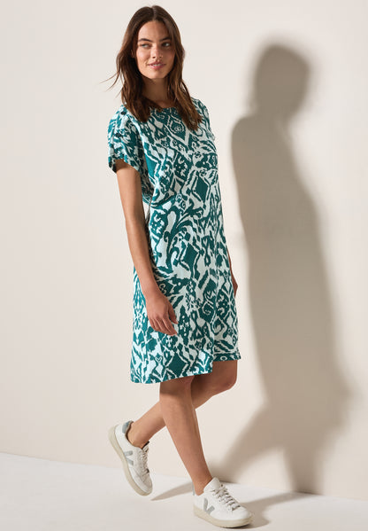 CECIL T-Shirt-Kleid Damen Grafisches Muster Leinenmix