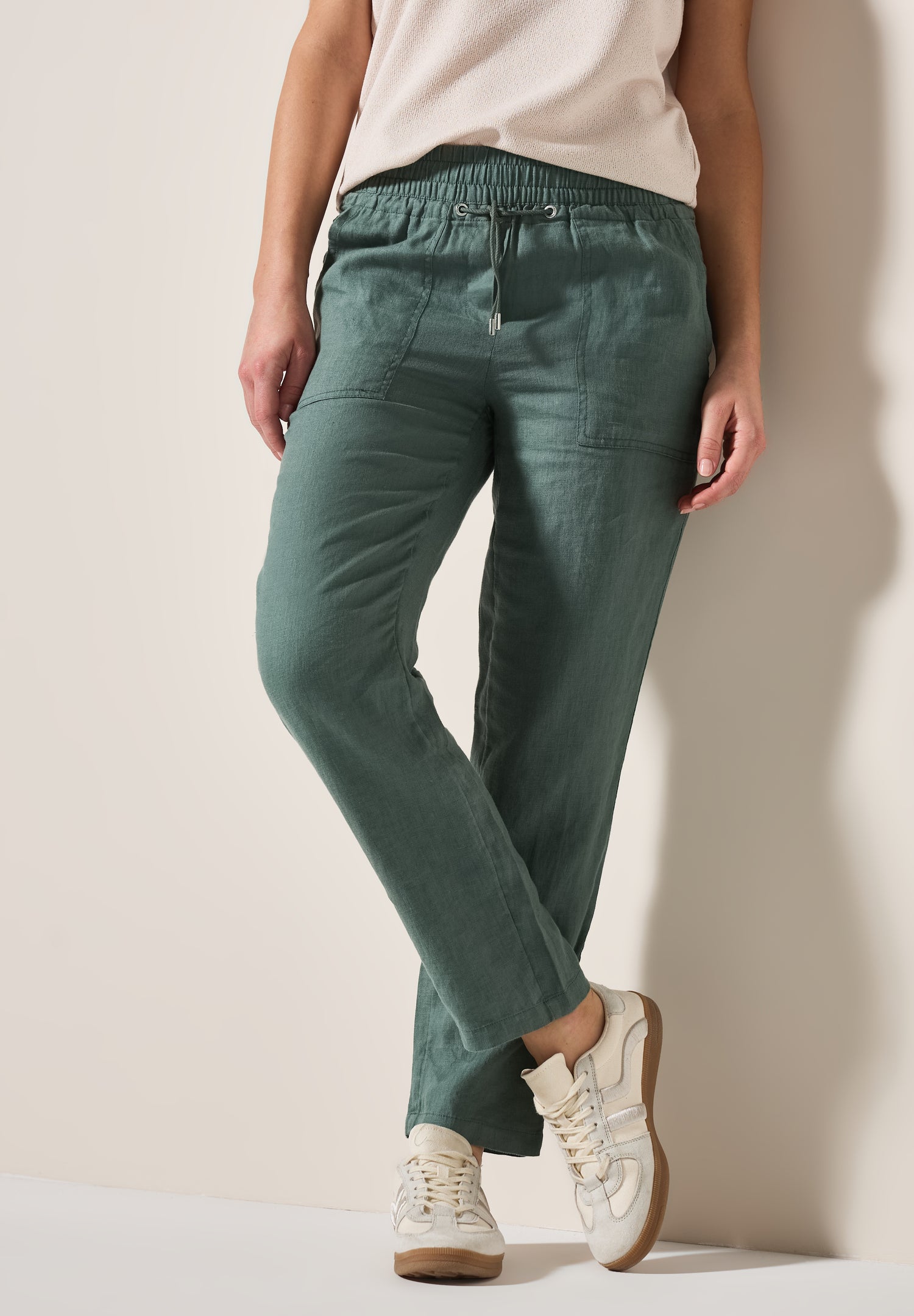 CECIL Leinenhose Damen Casual Fit Mid Waist Slim Legs