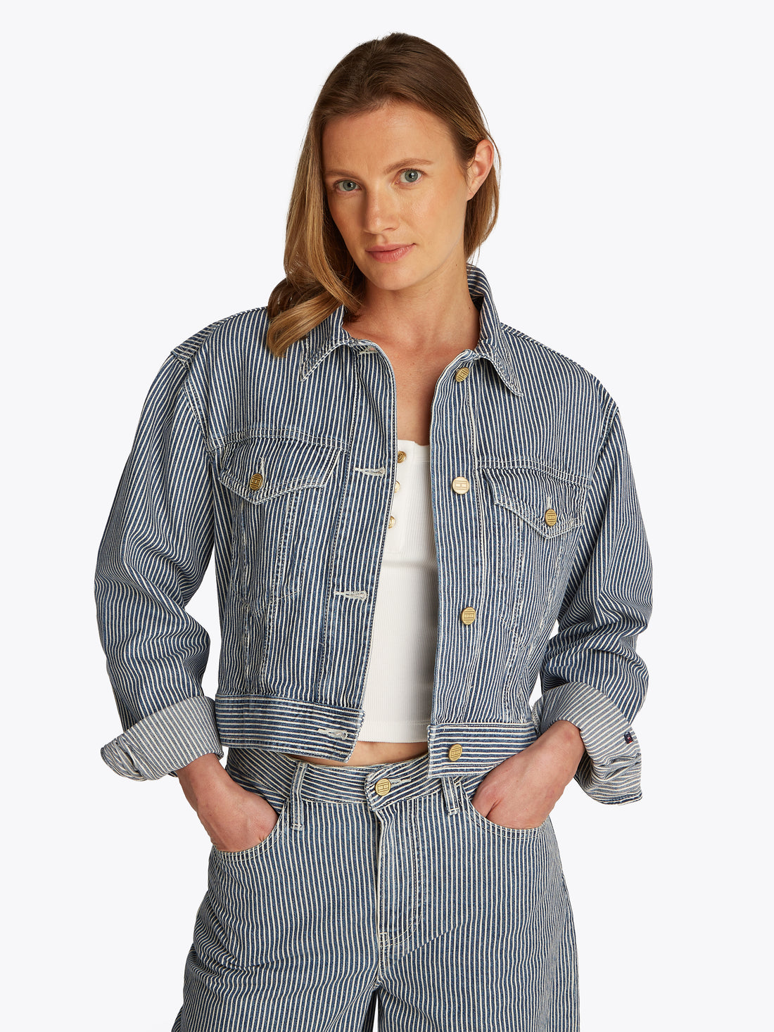 Tommy Hilfiger Damen Jeansjacke Gestreift