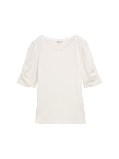 Tom Tailor Denim T-Shirt Damen mit gerafften Ärmeln