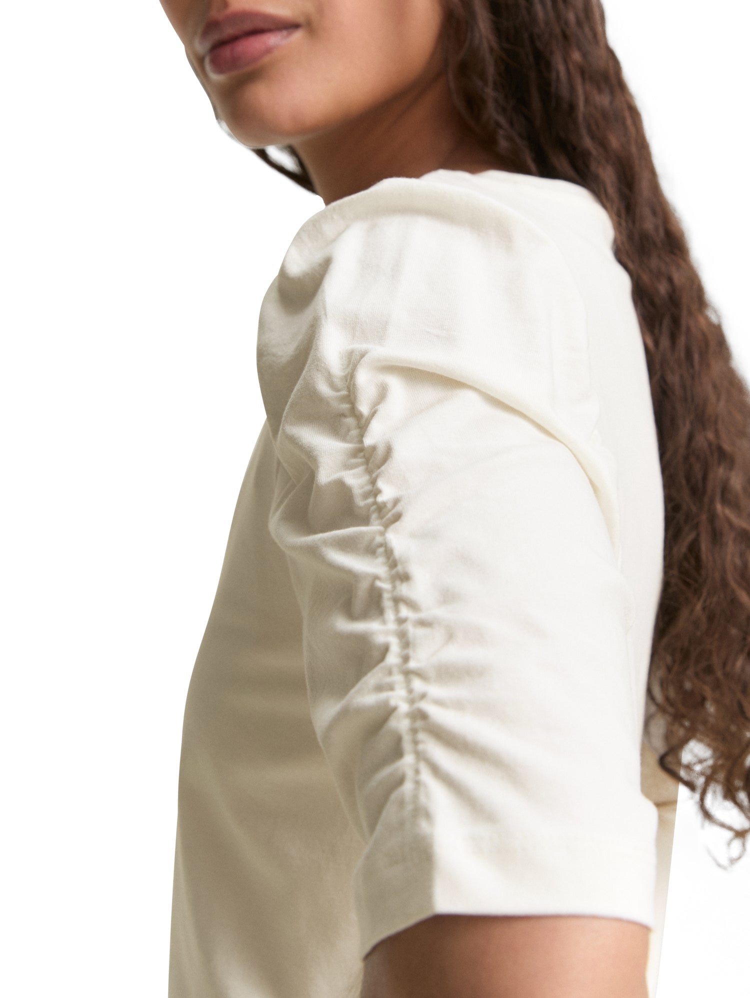 Tom Tailor Denim T-Shirt Damen mit gerafften Ärmeln