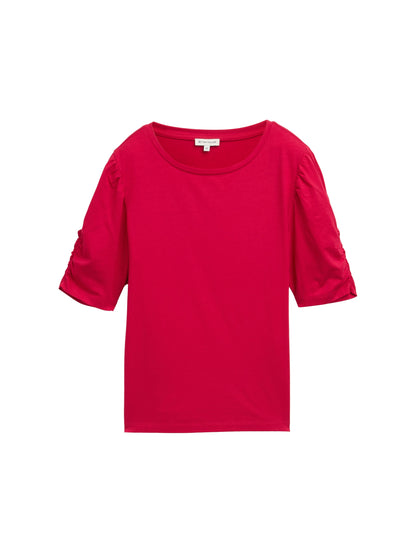 Tom Tailor Denim T-Shirt Damen mit gerafften Ärmeln