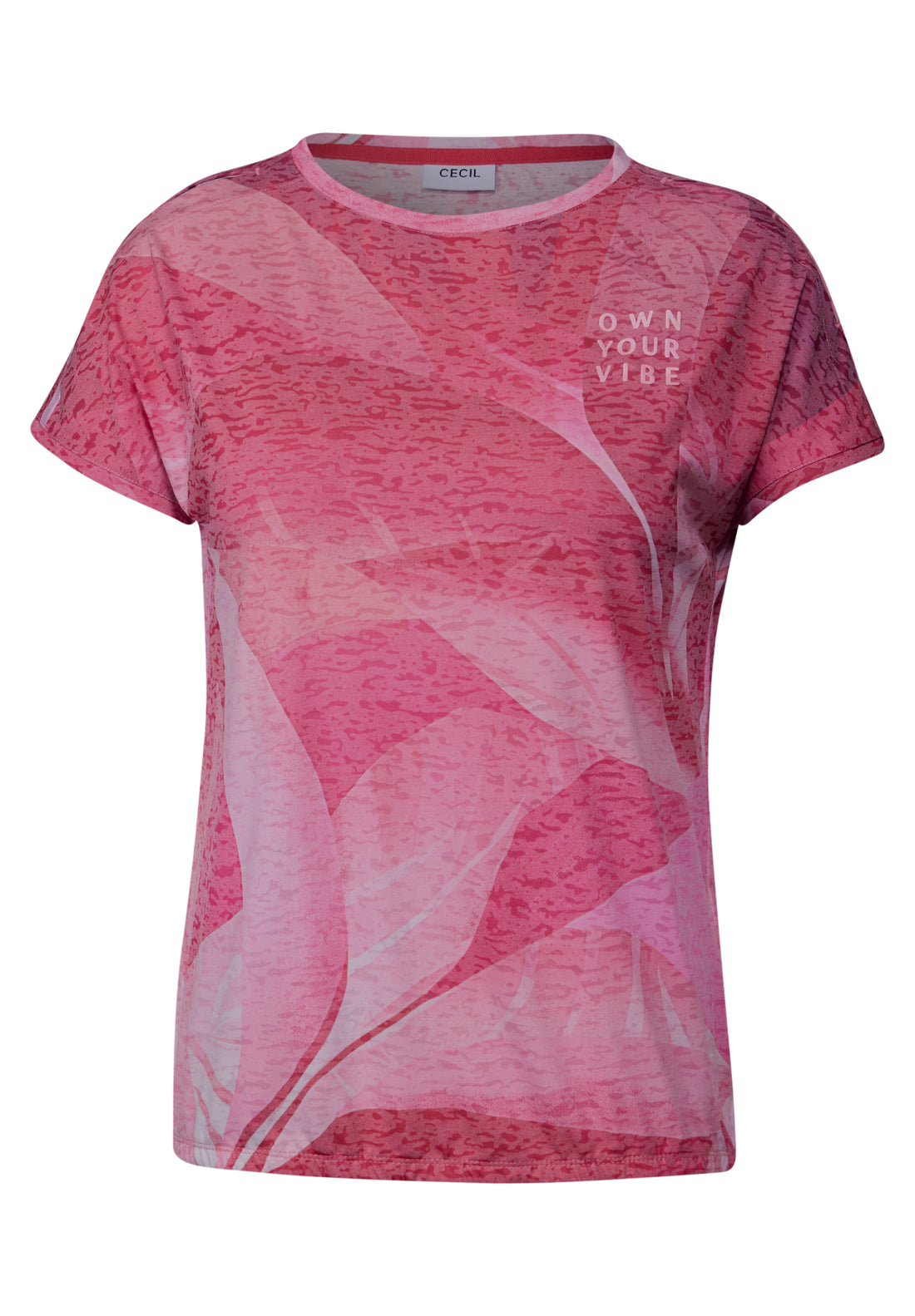 CECIL Kurzarmshirt Damen mit Ausbrenner-Effekt und grafischem Muster