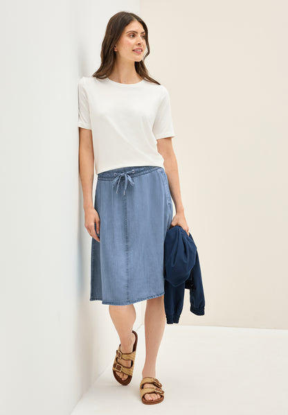 CECIL Knielanger Denim Rock Damen Weich fallend