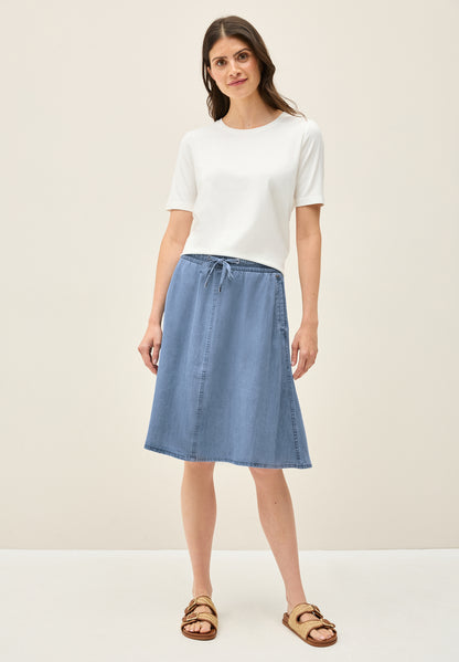 CECIL Knielanger Denim Rock Damen Weich fallend