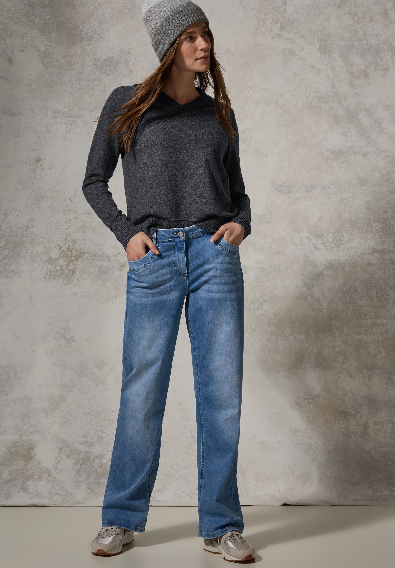 CECIL Feinstrickpullover Damen charcoal grey melange