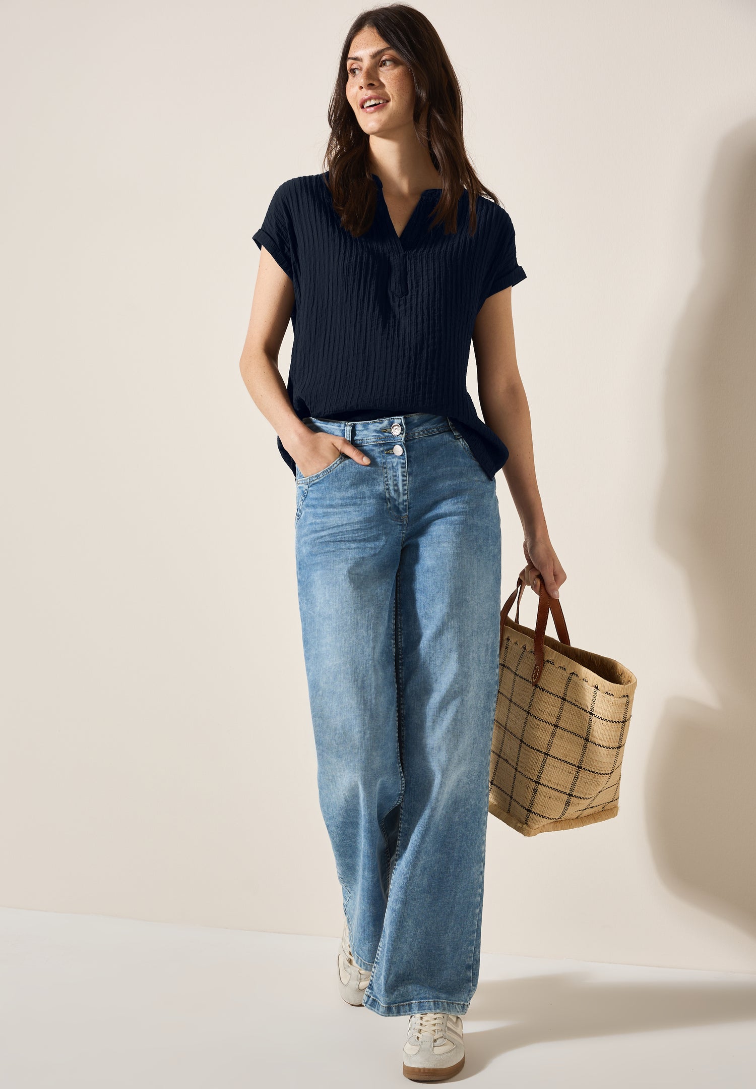 CECIL Bluse Damen Streifenstruktur Viskosemix