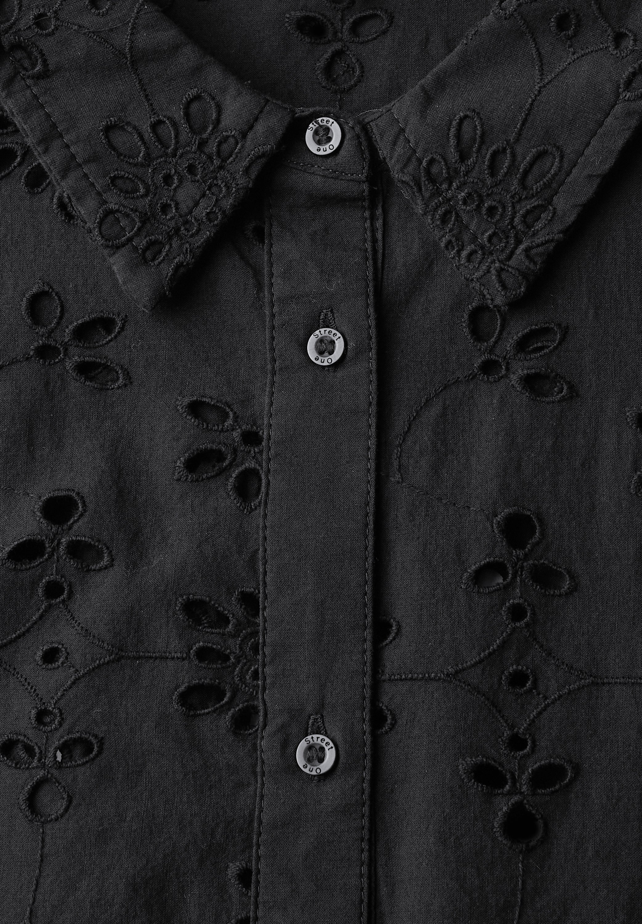 Street One Langarmbluse Damen Sommerliche Lochstickerei Baumwolle