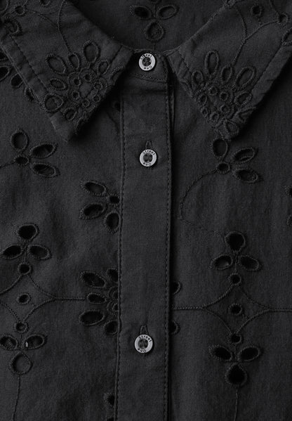 Street One Langarmbluse Damen Sommerliche Lochstickerei Baumwolle