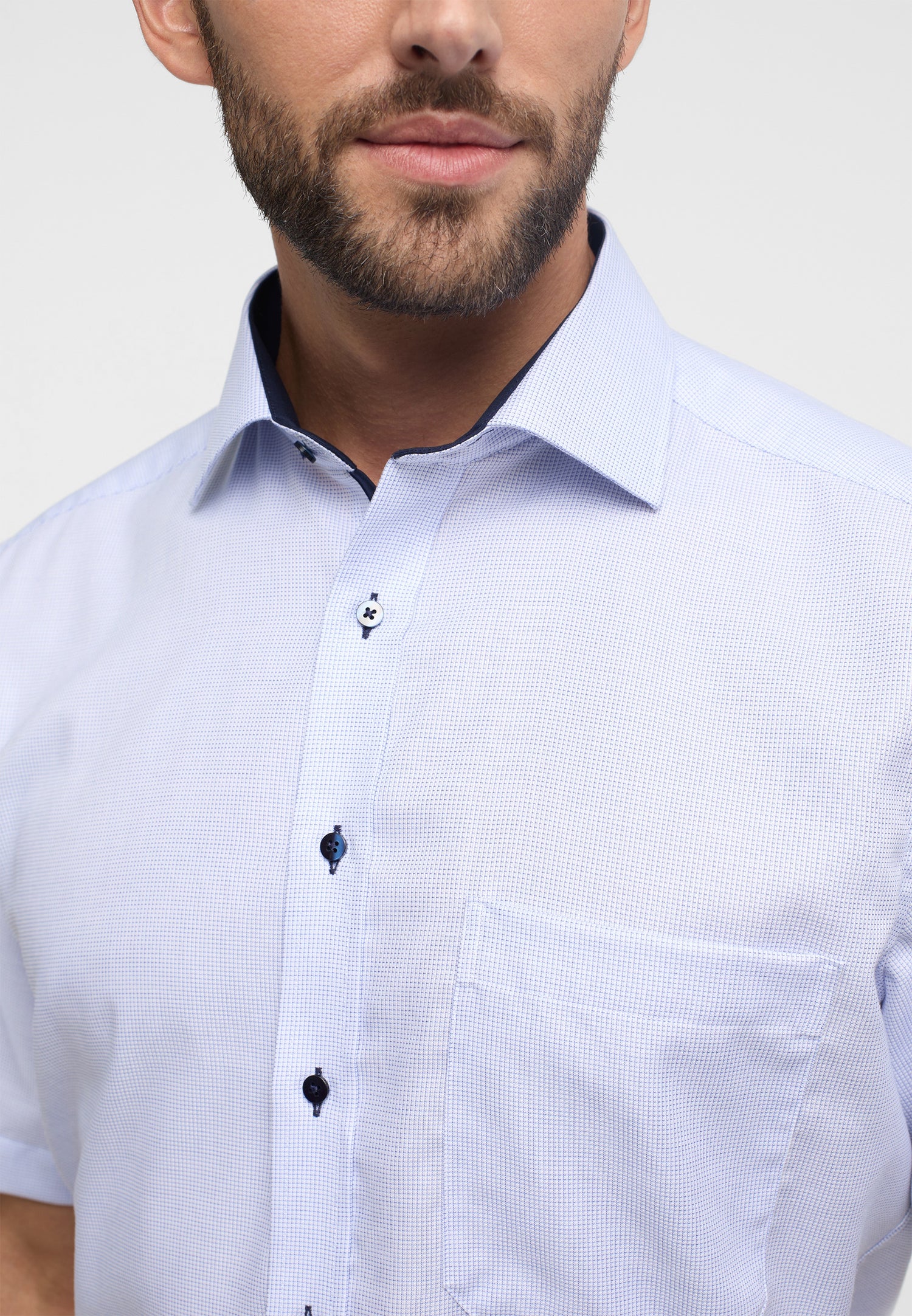 Hemd Herren Kurzarm Kent-Kragen bügelfrei Baumwolle