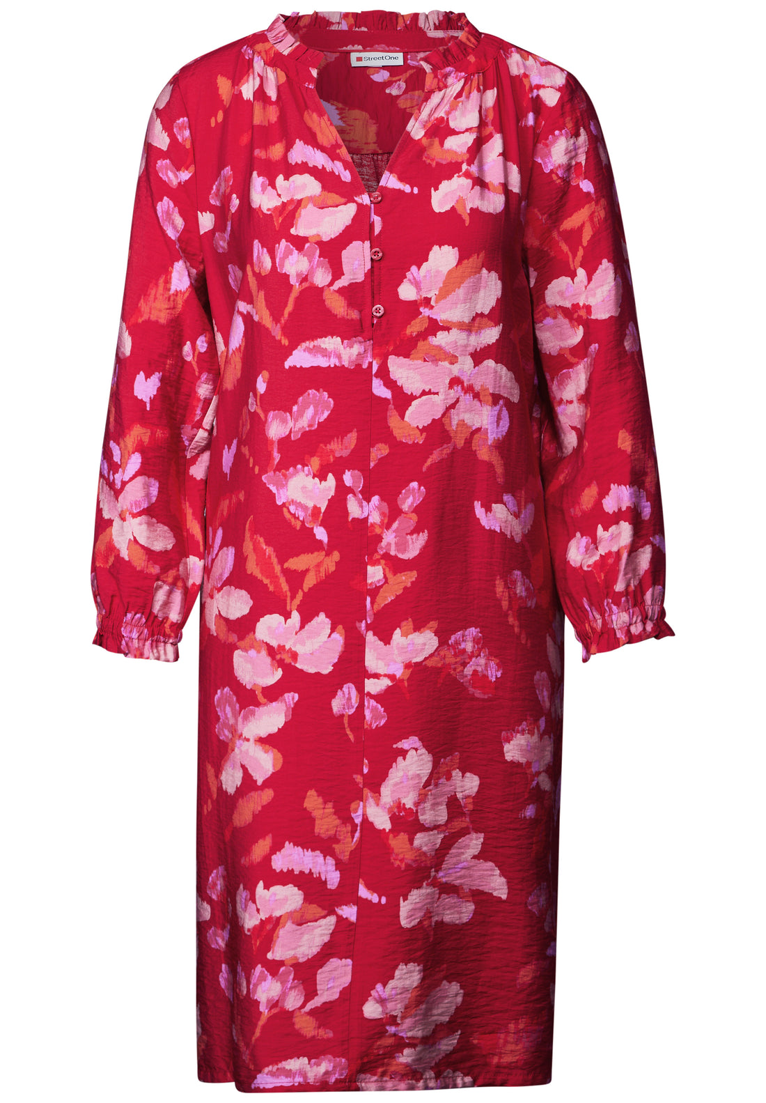 Street One Knielanges Kleid Damen mit geschlitztem Ausschnitt