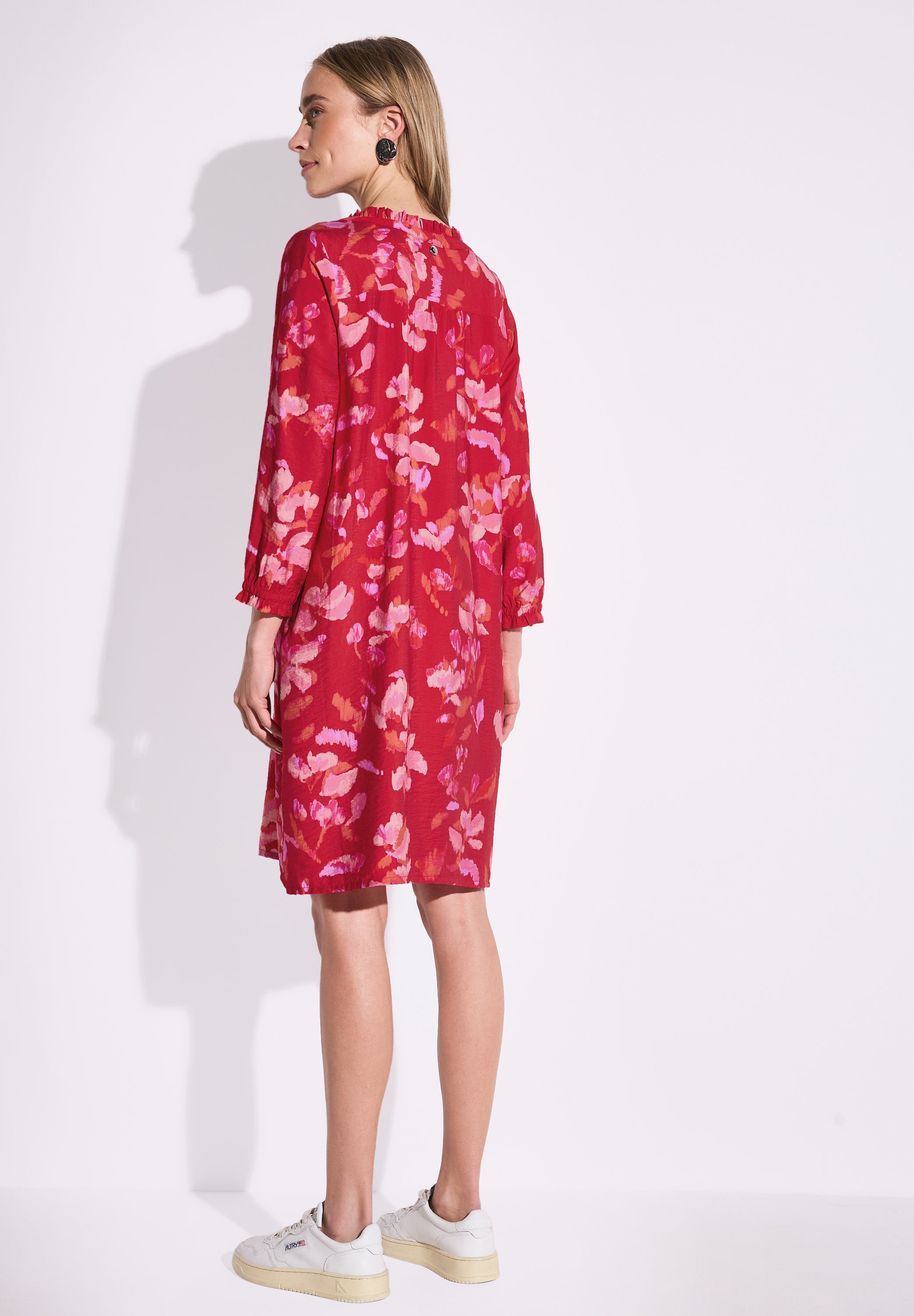 Street One Knielanges Kleid Damen mit geschlitztem Ausschnitt