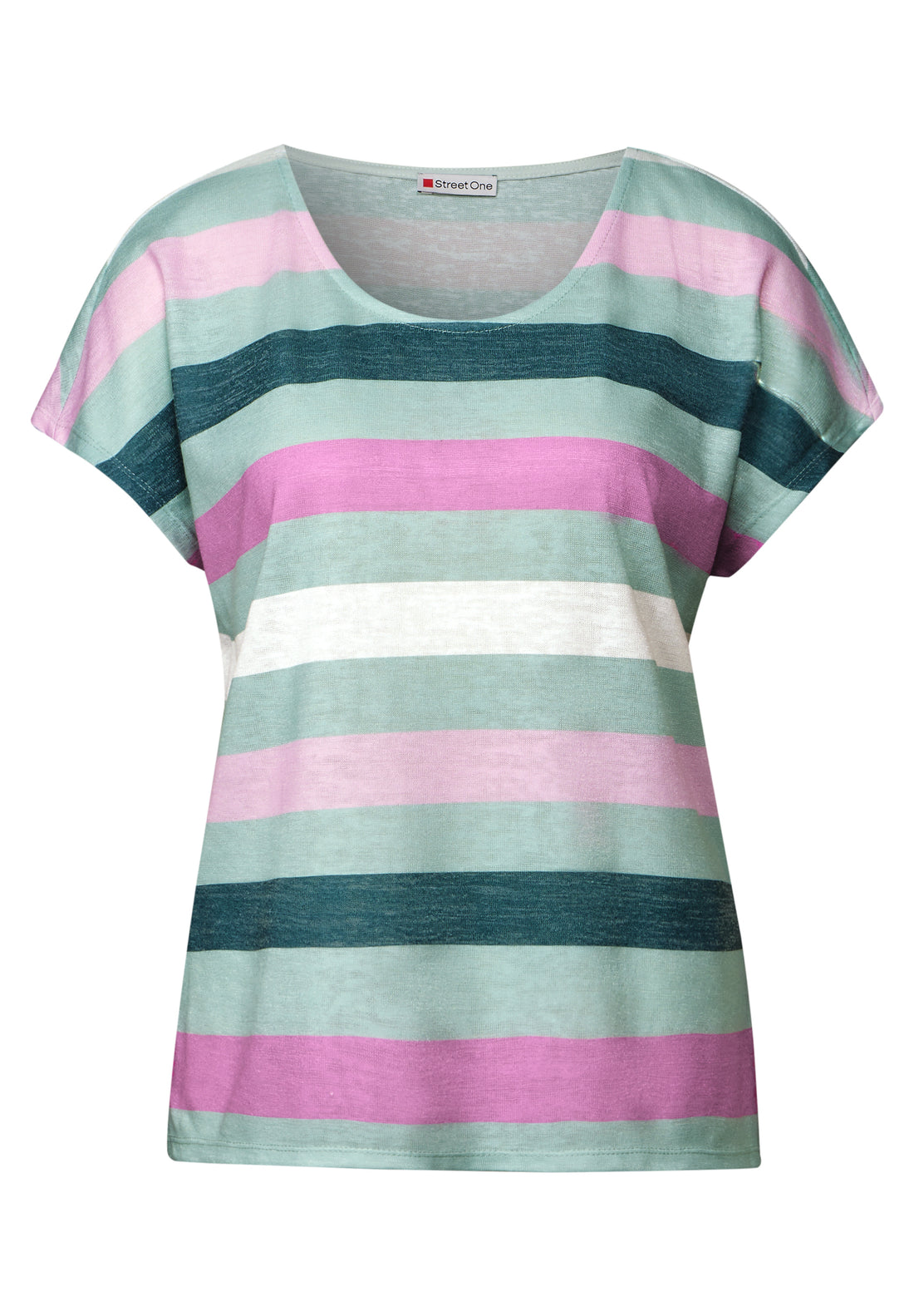 Street One Shirt Damen Luftige Passform Breite Streifen Angenehmer Materialmix