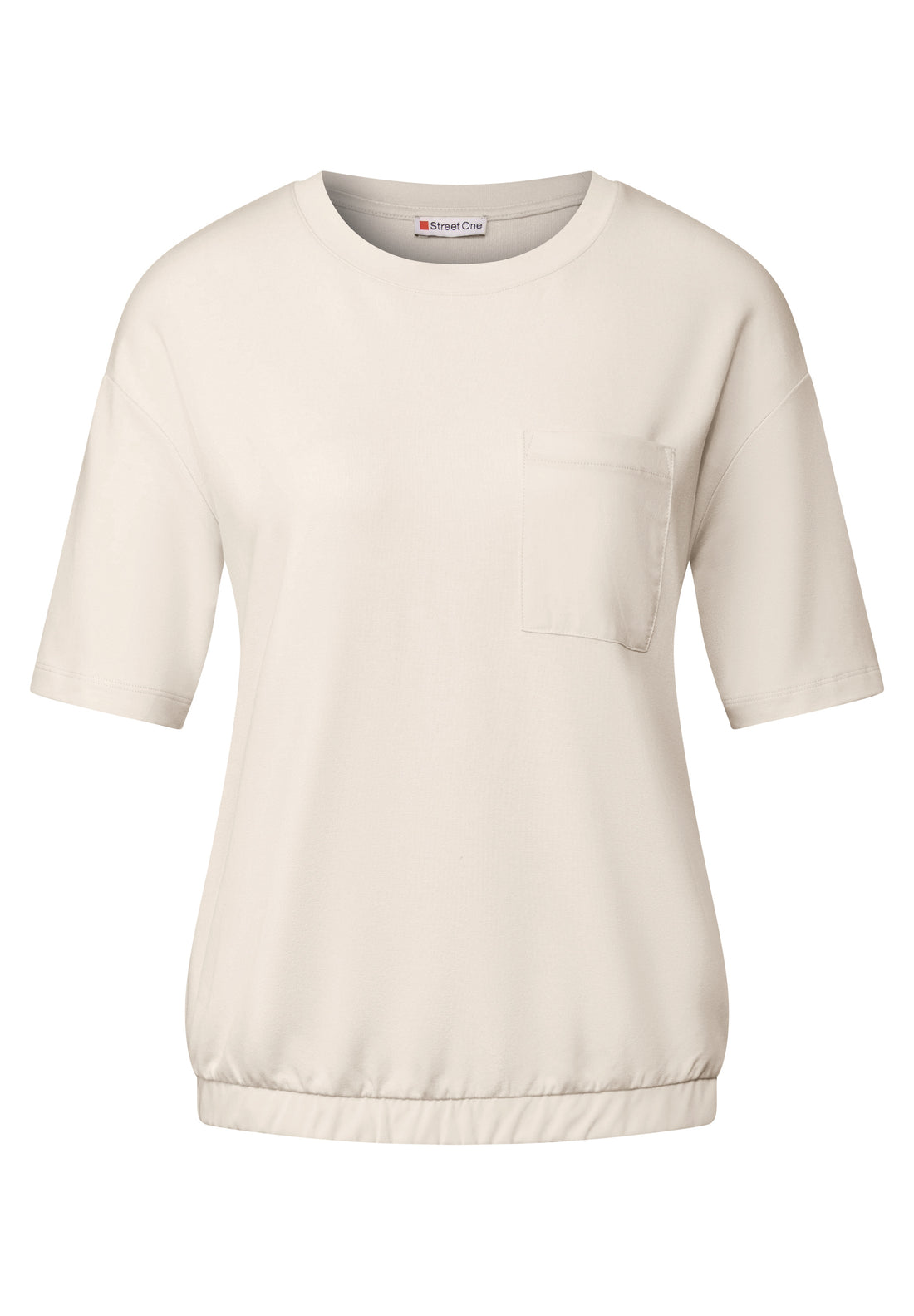Street One Damen T-Shirt mit lässiger Brusttasche und elastischem Saum