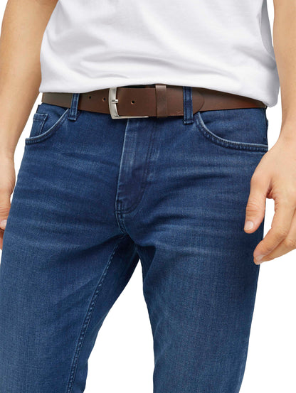 TOM TAILOR Ledergürtel Herren eckige Schnalle Logoprägung