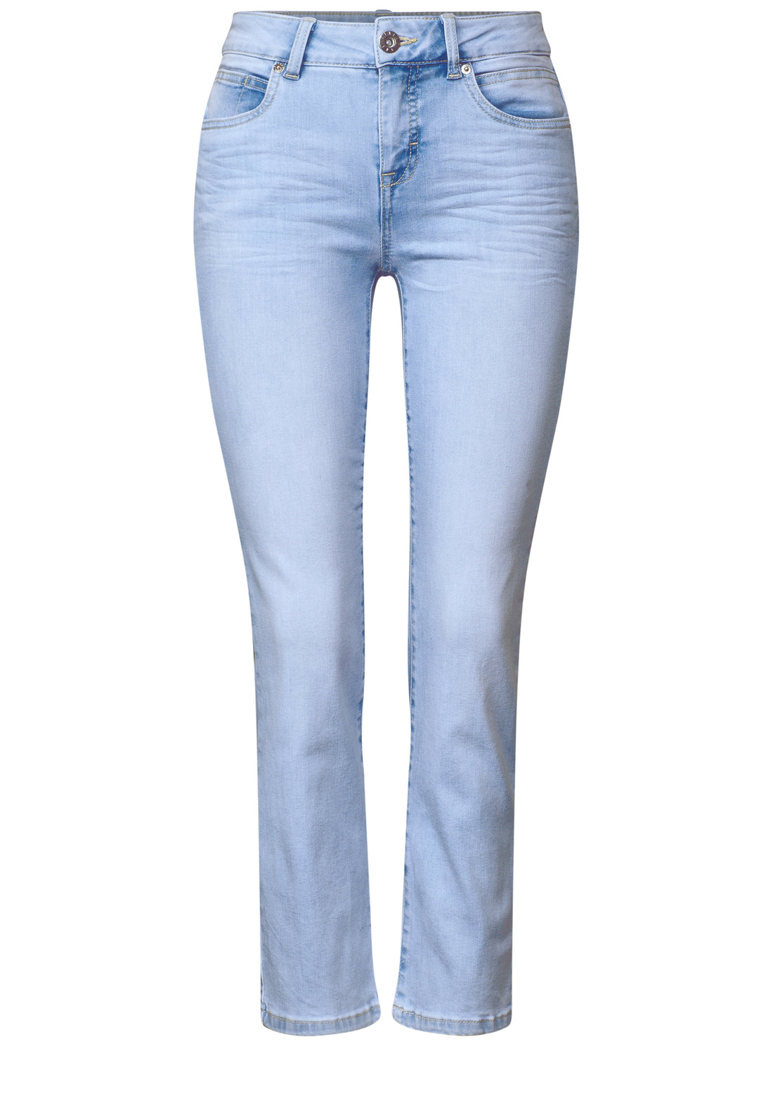 Street One Straight Leg Jeans Damen Slim Fit Mid Waist Bleached-Waschung