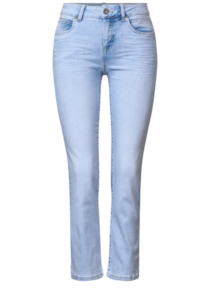 Street One Straight Leg Jeans Damen Slim Fit Mid Waist Bleached-Waschung