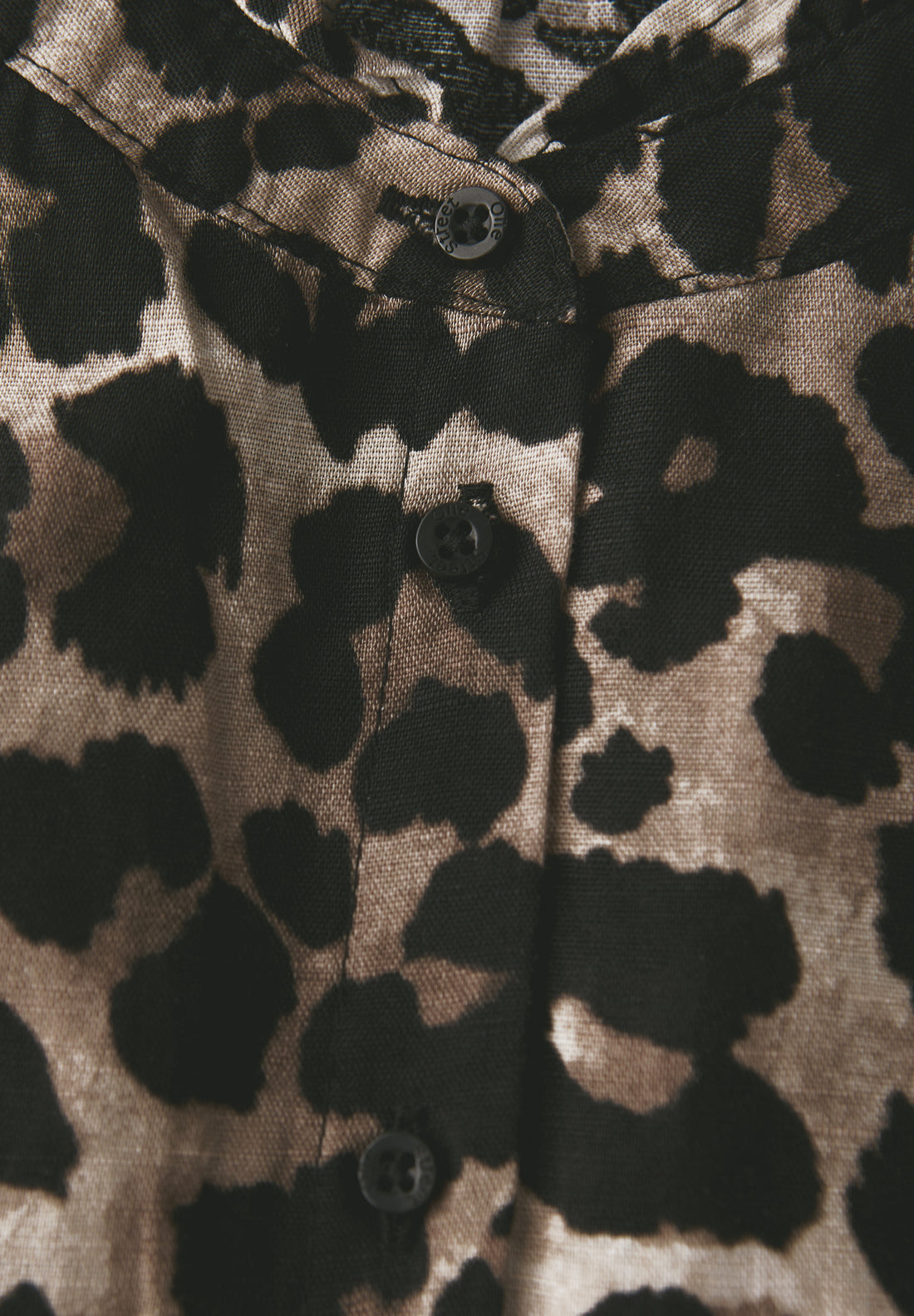 Street One Bluse Damen Animal Print Rüschendetails Leinen-Baumwollmix