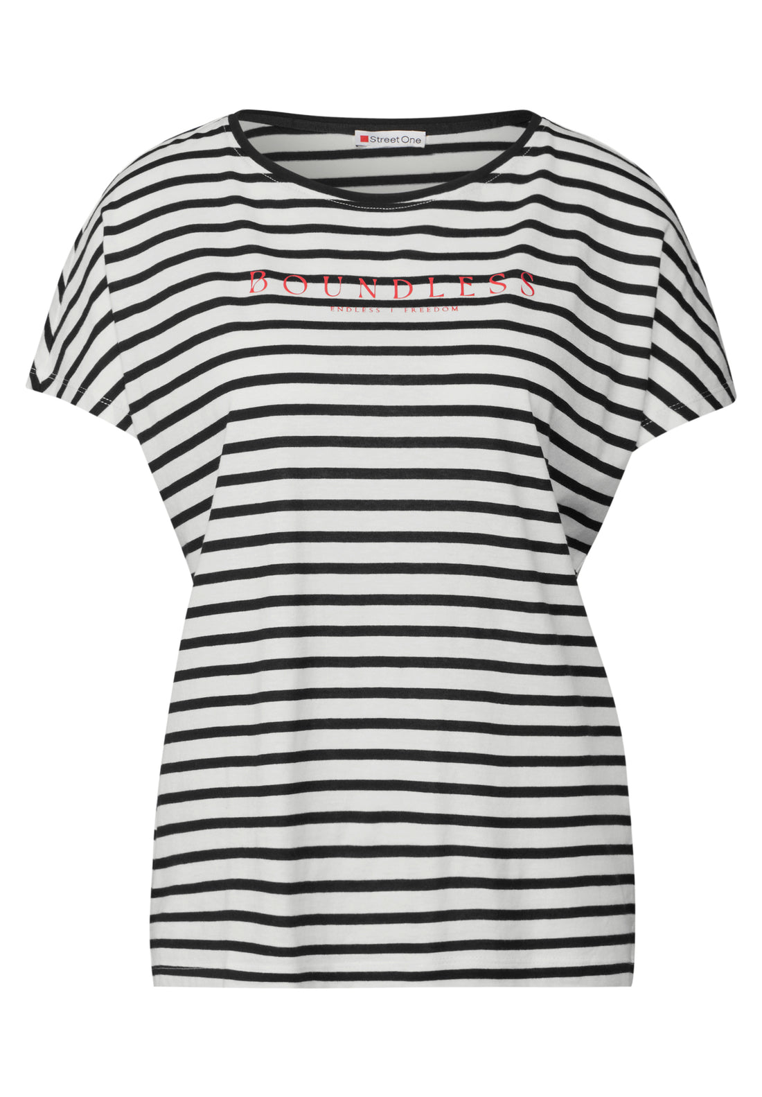 Street One Damen Streifenshirt mit Wording Artwork und entspannter Passform