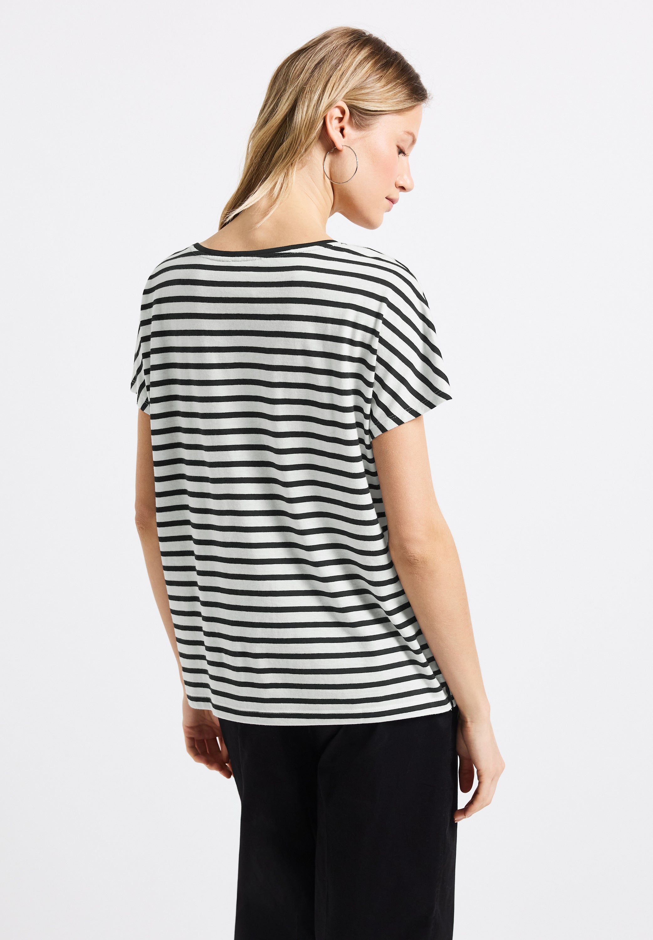 Street One Streifenshirt Damen Entspannte Passform Blau-Weiß