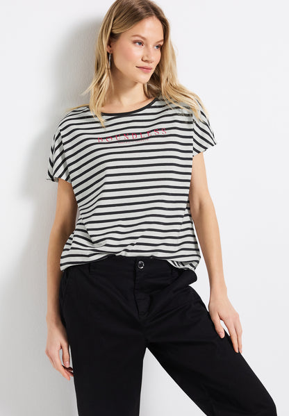 Street One Streifenshirt Damen Entspannte Passform Blau-Weiß