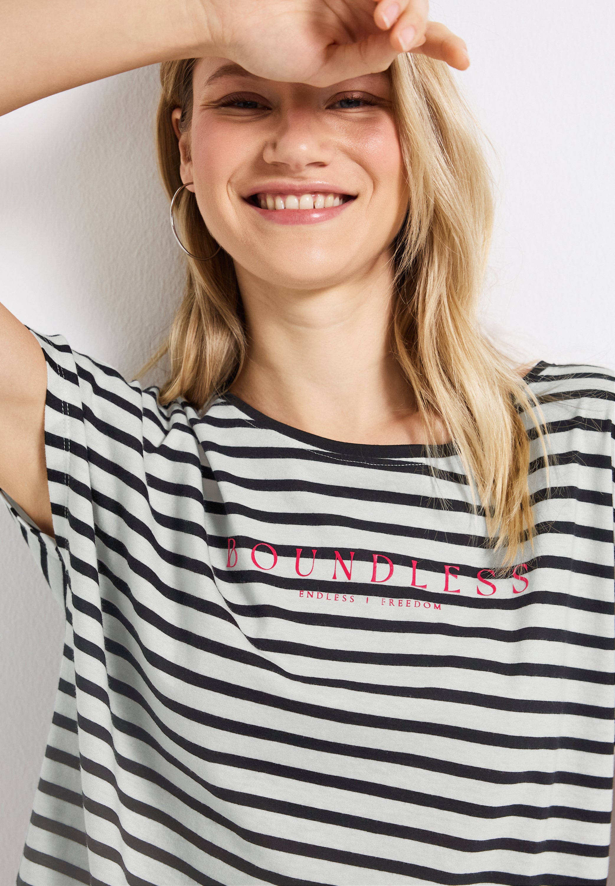 Street One Streifenshirt Damen Entspannte Passform Blau-Weiß