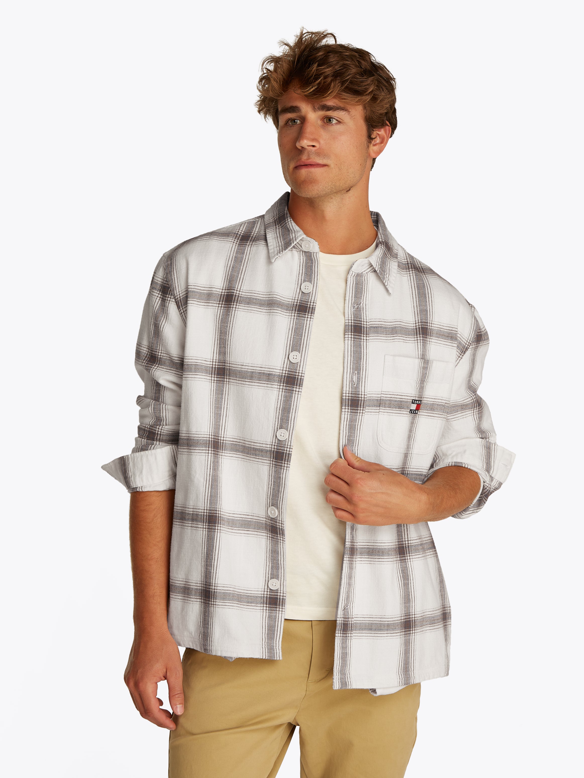 Theur Checked Shirt für Männer in Ancient White - 100% Baumwolle aus Sri Lanka