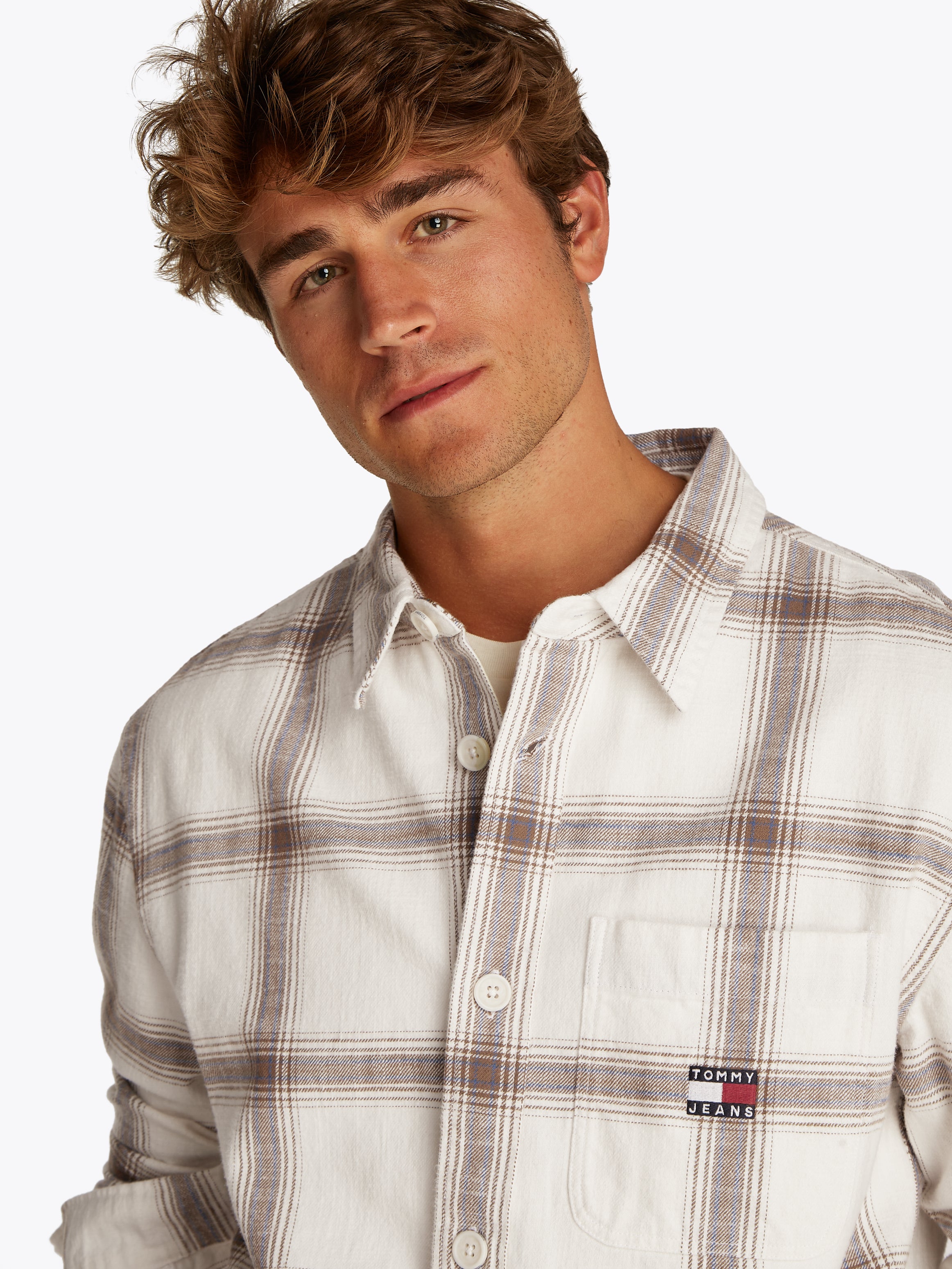 Theur Checked Shirt für Männer in Ancient White - 100% Baumwolle aus Sri Lanka