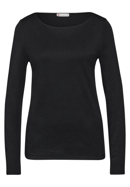 Street One Langarmshirt Damen U-Boot-Ausschnitt Weicher Baumwoll-Modalmix