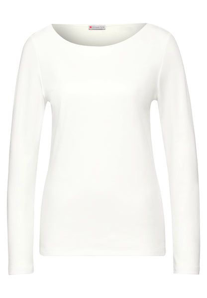 Street One Langarmshirt Damen U-Boot-Ausschnitt Weicher Baumwoll-Modalmix