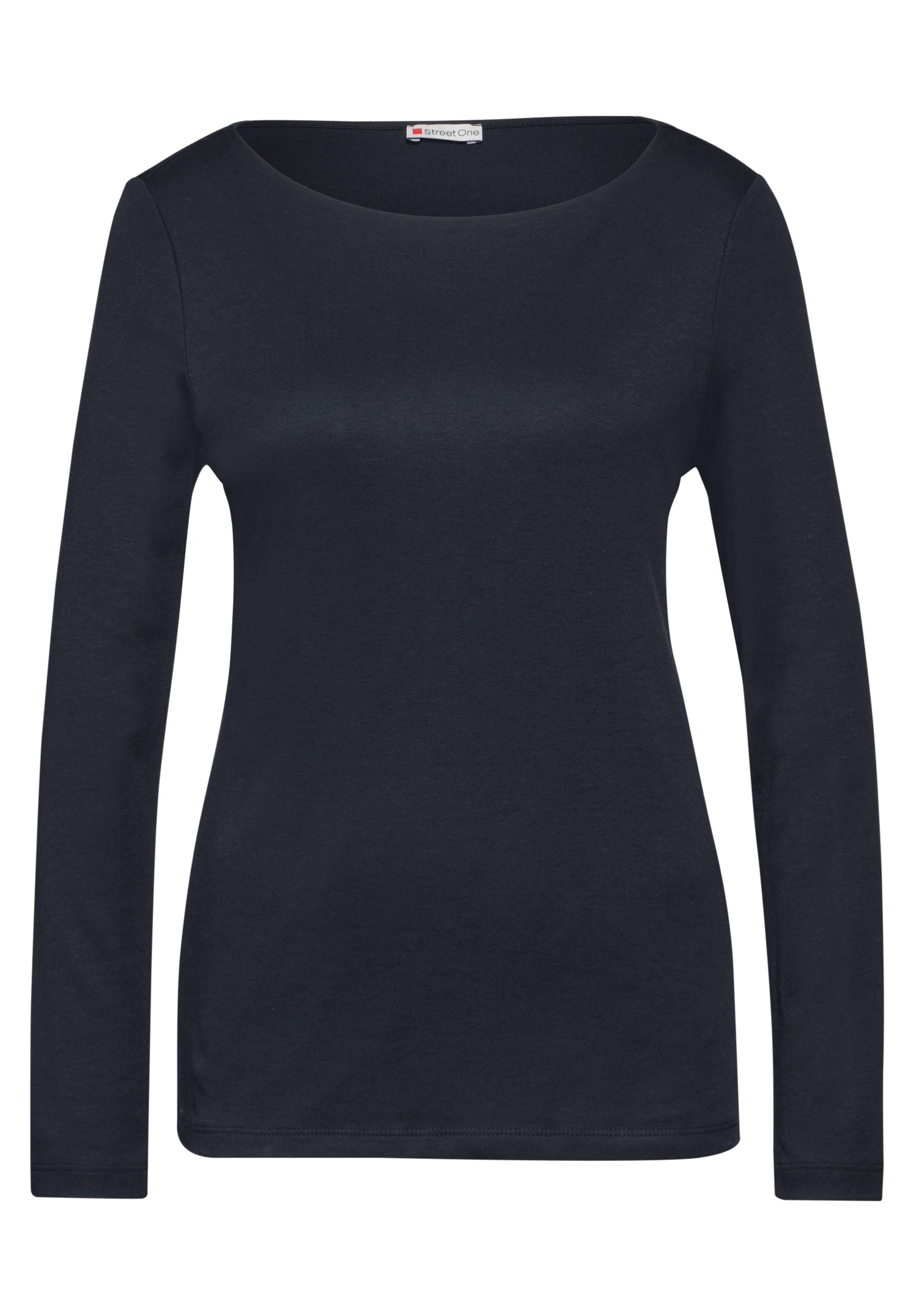 Street One Langarmshirt Damen U-Boot-Ausschnitt Weicher Baumwoll-Modalmix
