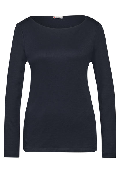 Street One Langarmshirt Damen U-Boot-Ausschnitt Weicher Baumwoll-Modalmix