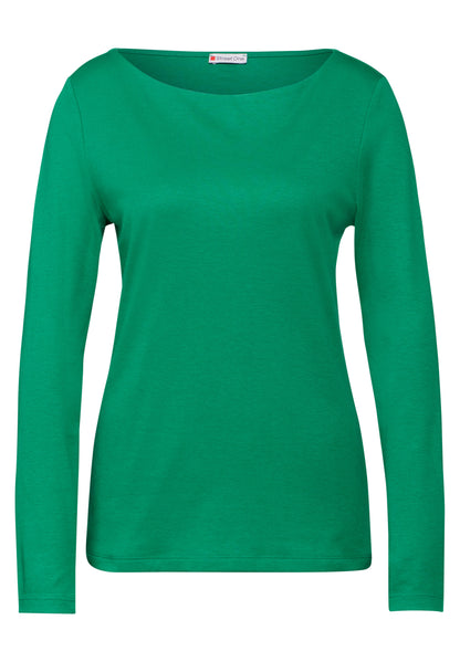 Street One Langarmshirt Damen U-Boot-Ausschnitt Weicher Baumwoll-Modalmix