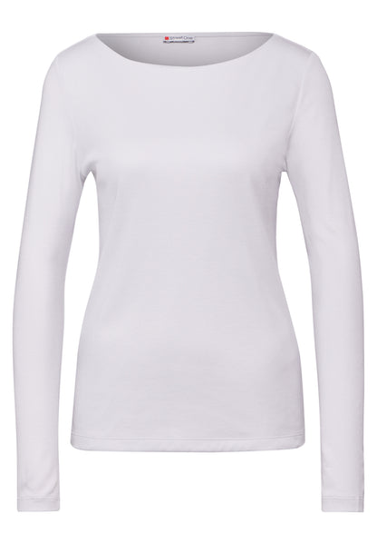 Street One Langarmshirt Damen U-Boot-Ausschnitt Weicher Baumwoll-Modalmix