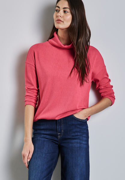 Street One Langarmshirt Damen mit Schalkragen und elastischem Saum