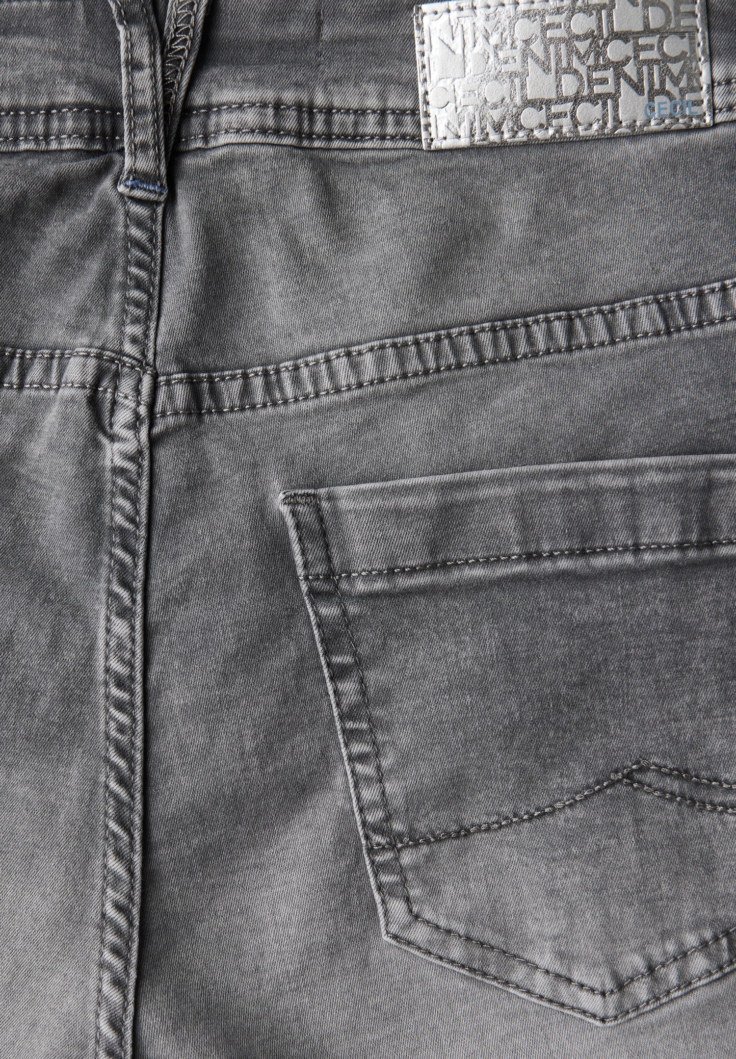 CECIL Damen Denim-Hose Scarlett Mid Waist Slim Legs mid grey used wash