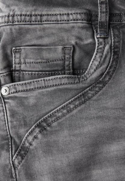 CECIL Damen Denim-Hose Scarlett Mid Waist Slim Legs mid grey used wash