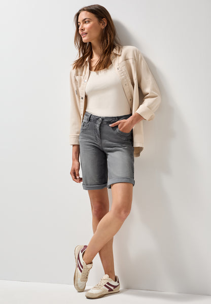 CECIL Damen Denim-Hose Scarlett Mid Waist Slim Legs mid grey used wash